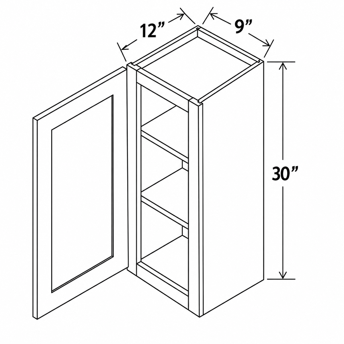 Slim Aston Green Wall Cabinet Double Doors 9W x 30H x 12D