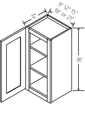 White Shaker Wall Cabinet Single Door 12W x 36H x 12D