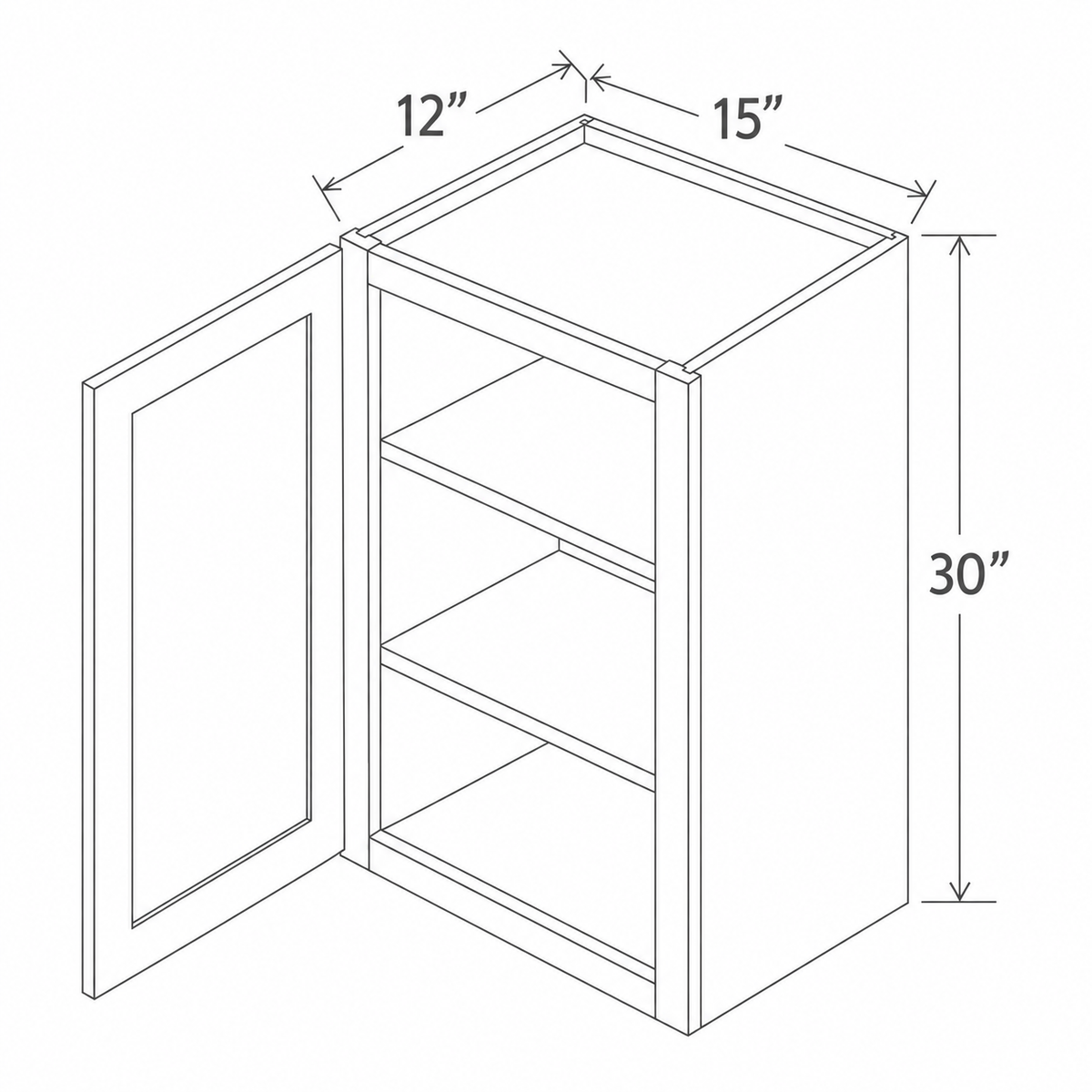 Slim Dove White Wall Cabinet Double Doors 15W x 30H x 12D