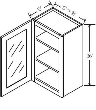 Iron Black Wall Cabinet Single Glass Door 15W x 36H x 12D