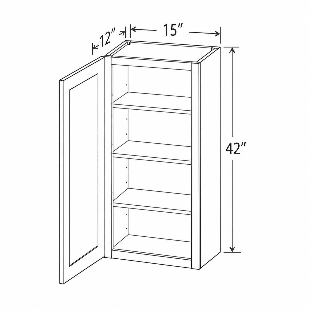 Slim Aston Green Wall Cabinet Single Door 15W x 42H x 12D