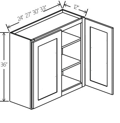 Gray Shaker Wall Cabinet Double Doors 30W x 36H x 12D