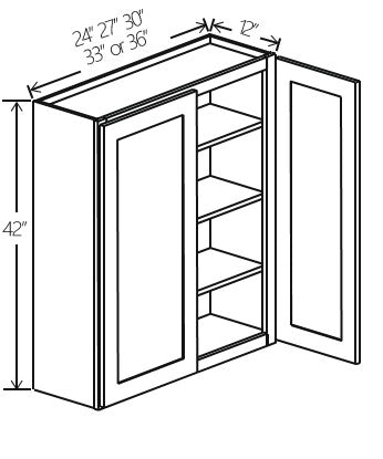 Navy Blue Shaker Wall Cabinet Double Doors 33W x 42H x 12D