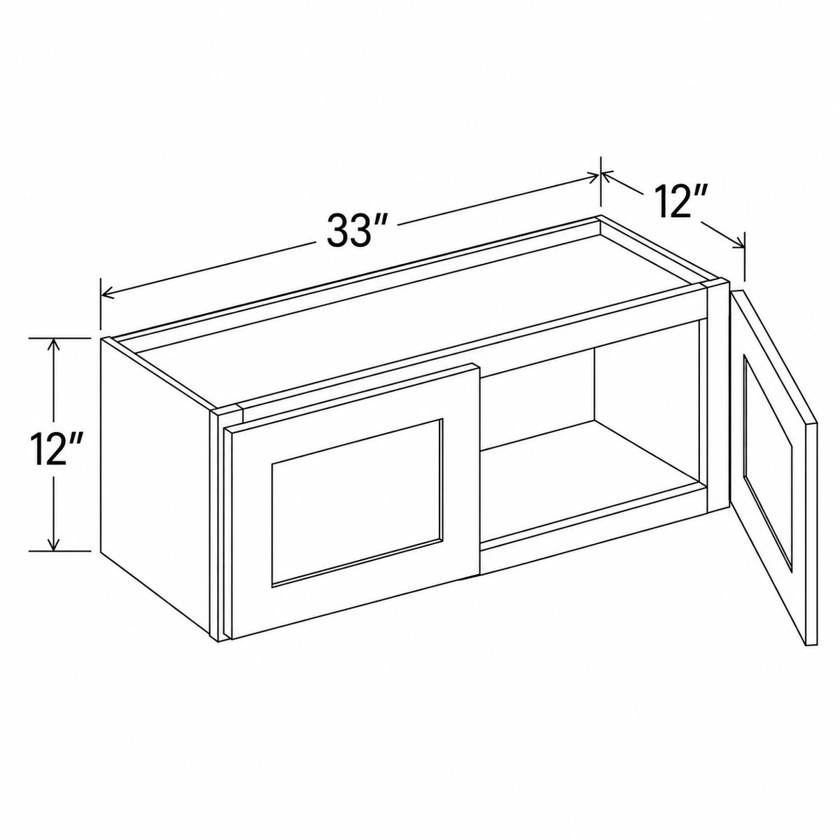Slim Dove White Wall Cabinet Double Doors 33W x 12H x 12D