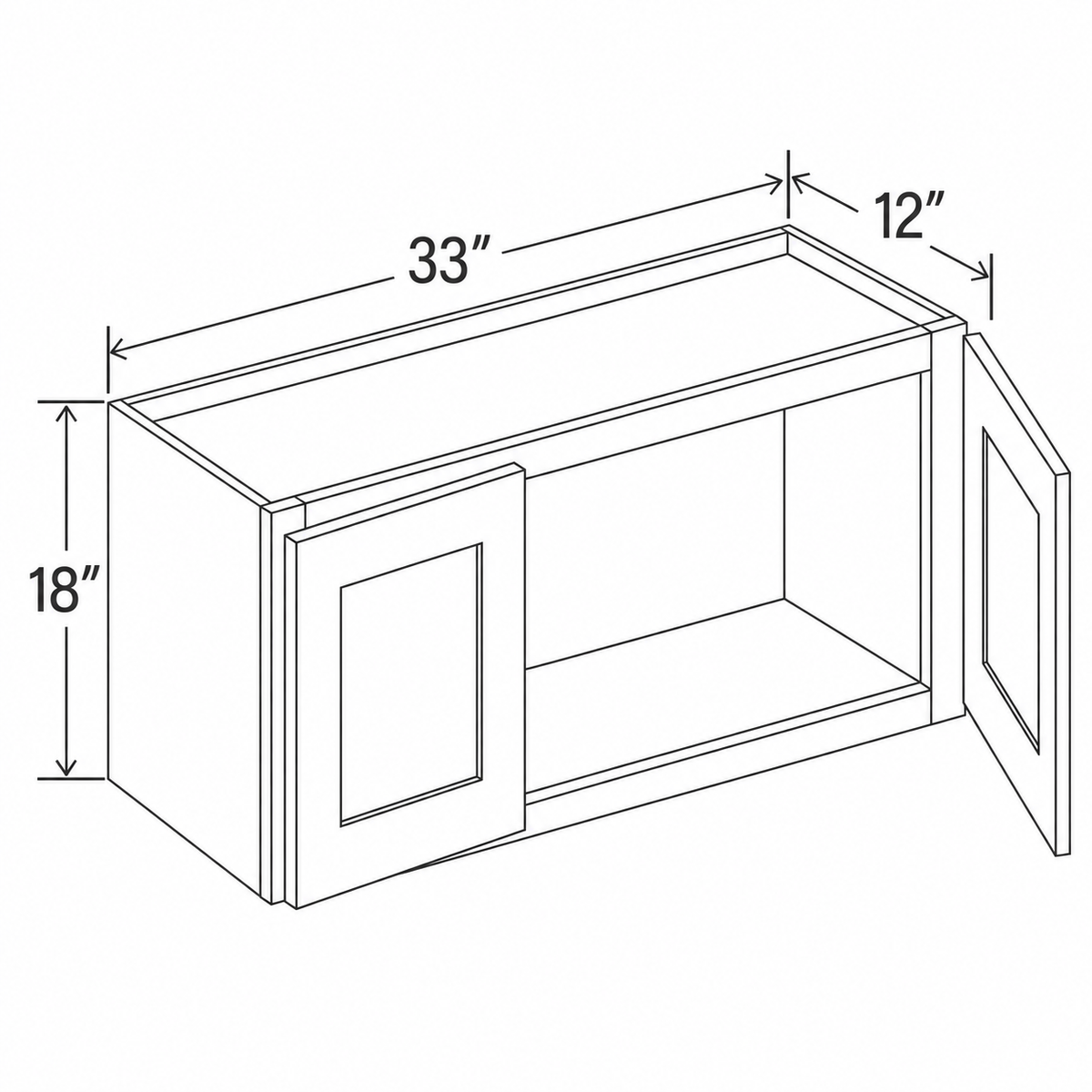 Slim Dove White Wall Cabinet Double Doors 33W x 18H x 12D