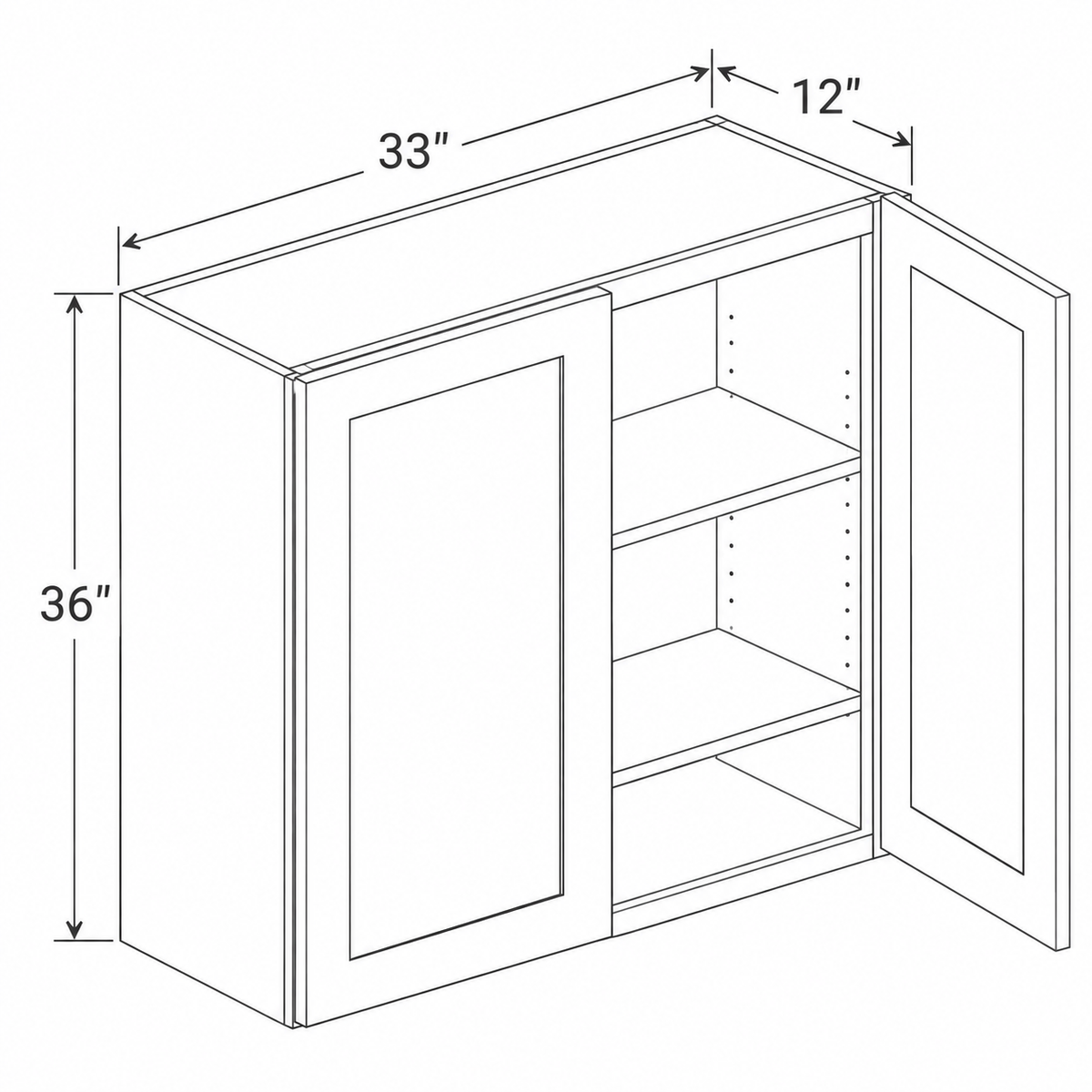 Slim Aston Green Wall Cabinet Double Doors 33W x 36H x 12D