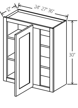 Navy Blue Shaker Wall Blind Corner Cabinet 27W x 30H x 12D