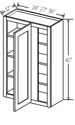 White Shaker Wall Blind Corner Cabinet 24W x 42H x 12D