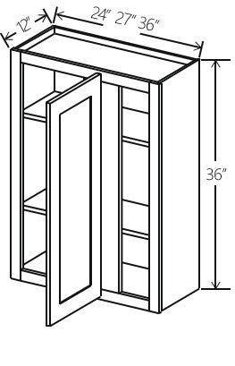 Navy Blue Shaker Wall Blind Corner Cabinet 27W x 36H x 12D