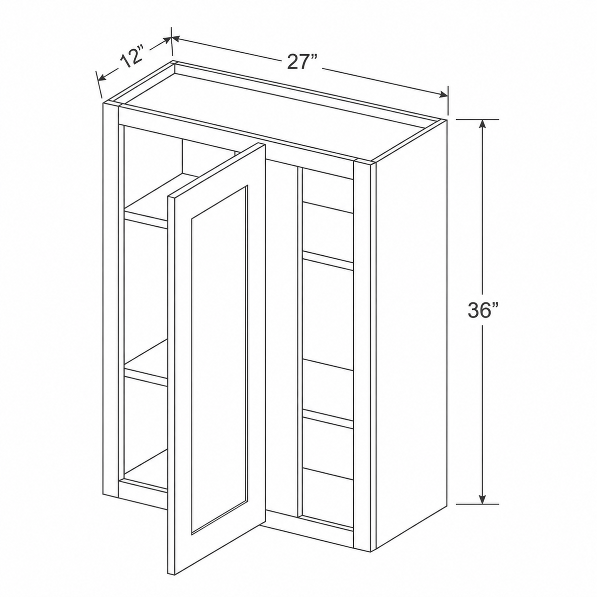 Slim Aston Green Wall Blind Corner Cabinet 27W x 36H x 12D