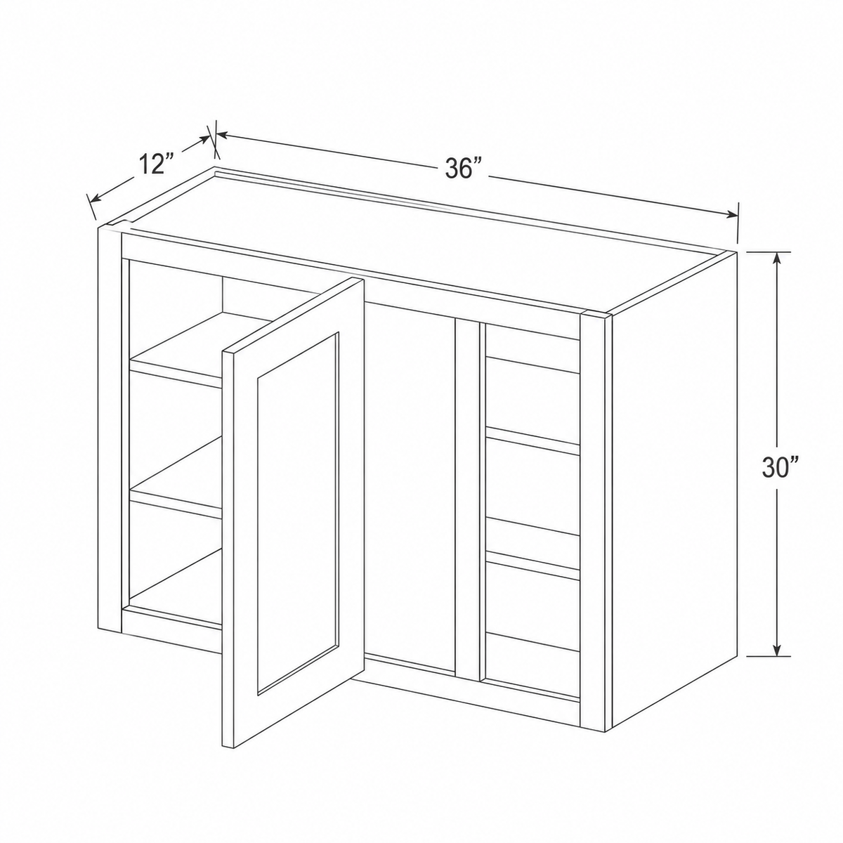 Slim Dove White Wall Blind Corner Cabinet 36W x 30H x 12D