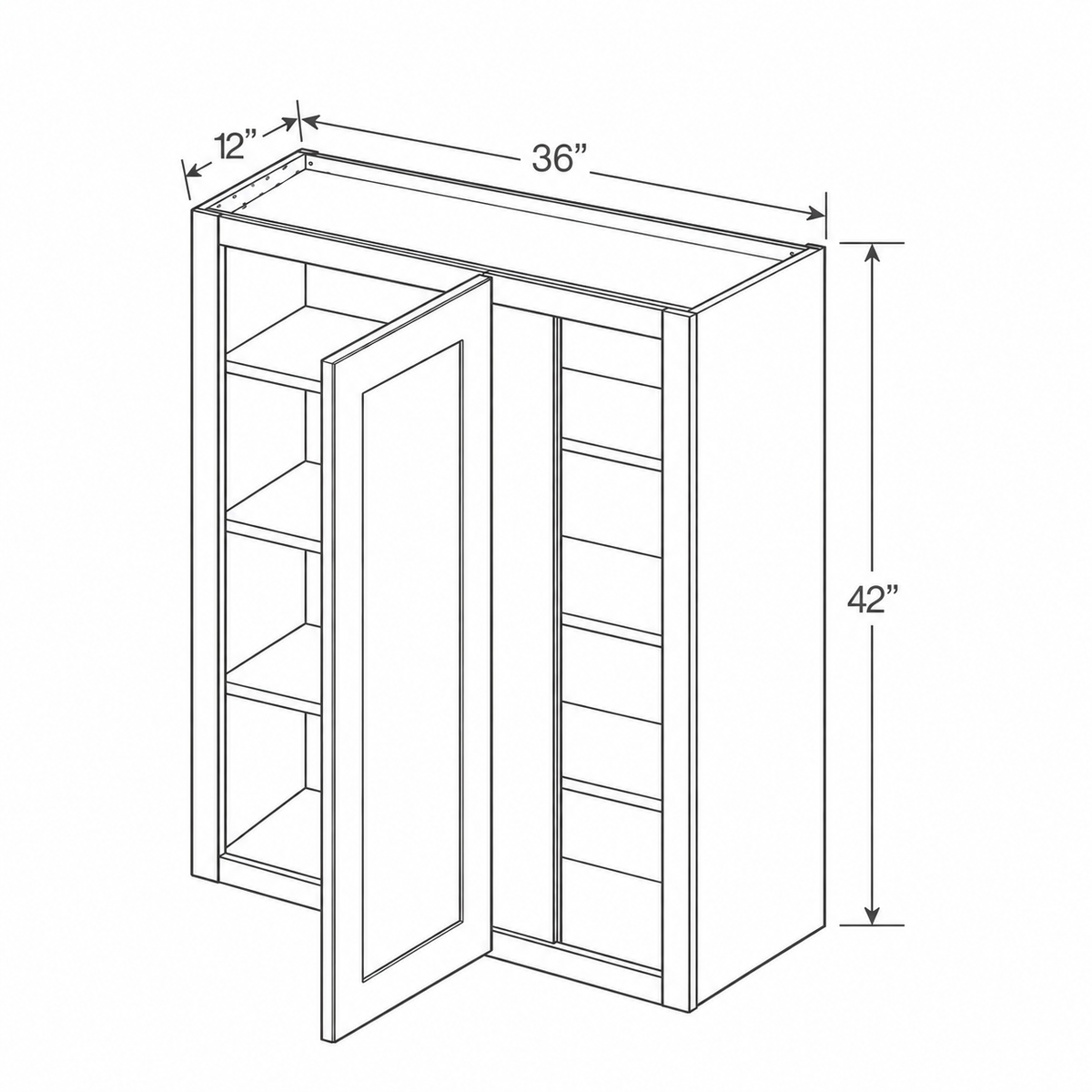 Slim Aston Green Wall Blind Corner Cabinet 36W x 42H x 12D