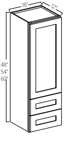 Navy Blue Shaker Wall Tower Cabinet 18W x 48H x 12D
