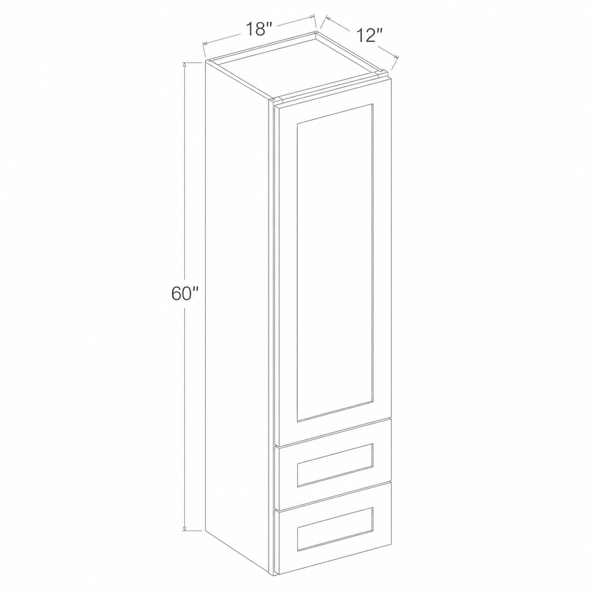 Slim Dove White Wall Tower Cabinet 18W x 60H x 12D
