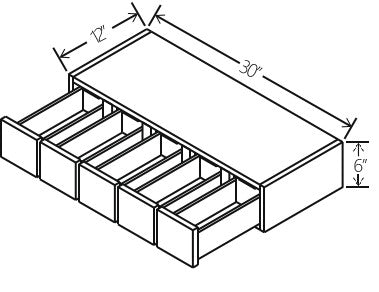 Gray Shaker Wall Spice Drawer 30W x 6H x 12D